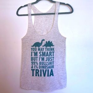 BS and dinosaur trivia graphic tank top